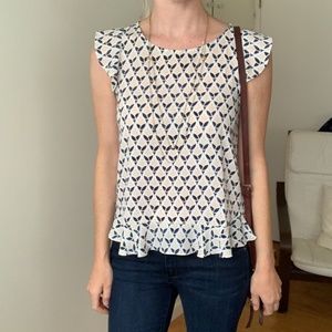 LOFT Floral Print Cap Sleeve Blouse